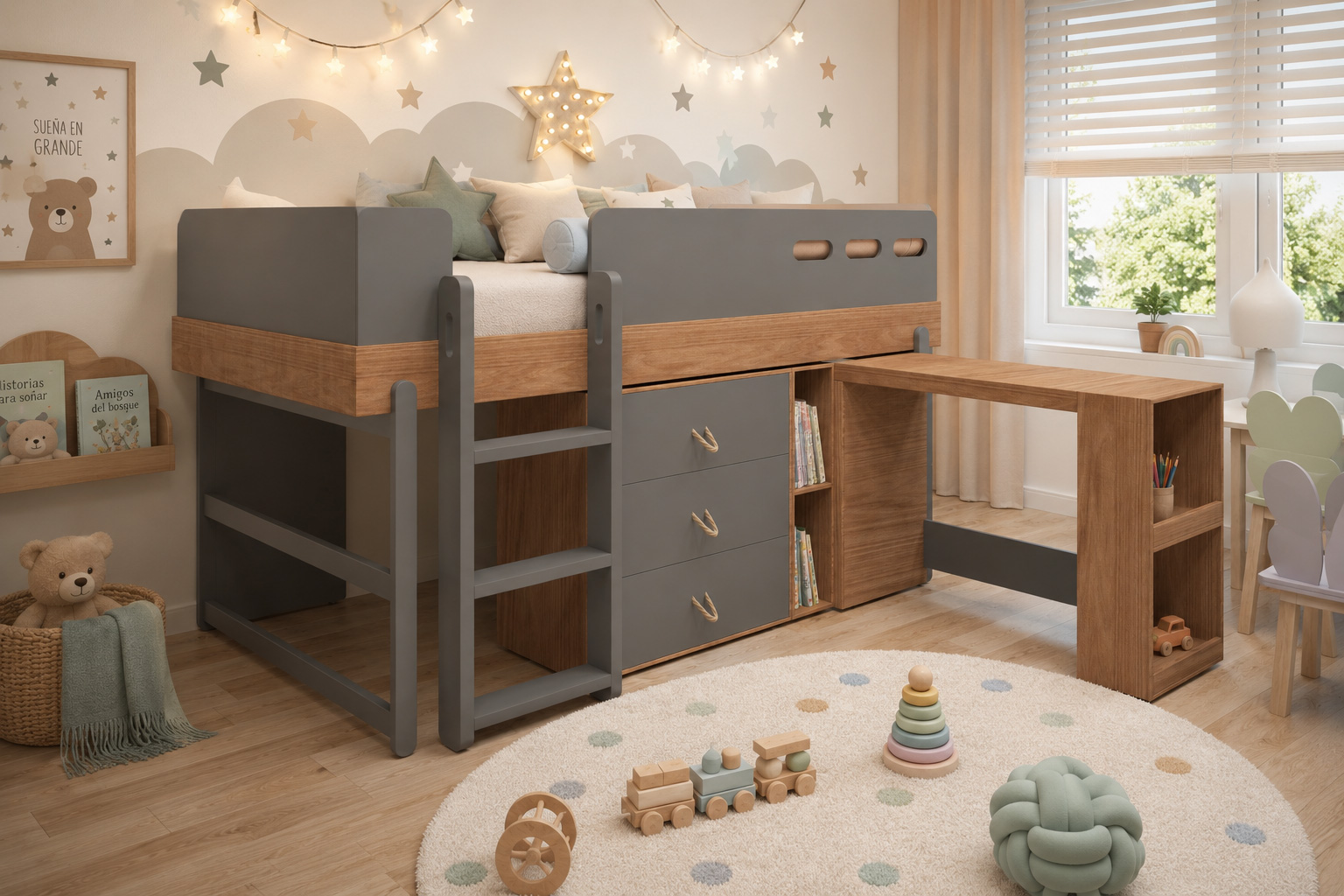 Cama Alta Bella con Escalera Marinera